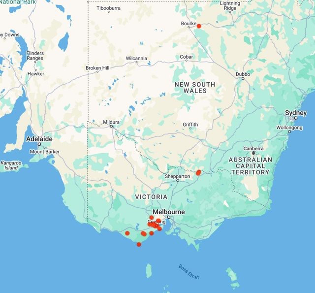 collecting locality map for 'Adcock, G.H.'