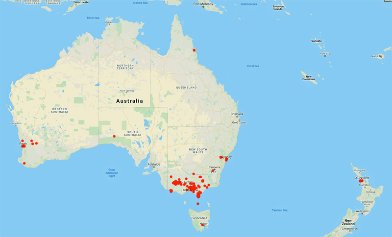 collecting locality map for 'Audas, J.W.C.'