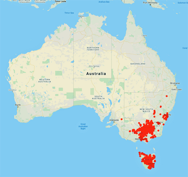 collecting locality map for 'Black, R.A.'