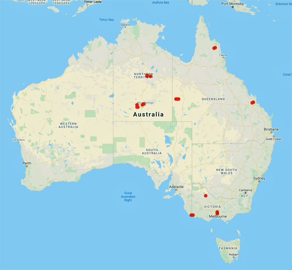 collecting locality map for 'Colliver, F.S.'