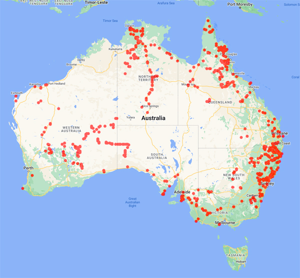 collecting locality map for 'Connors, J.R.'