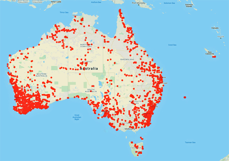 collecting locality map for 'Crisp, M.D.'