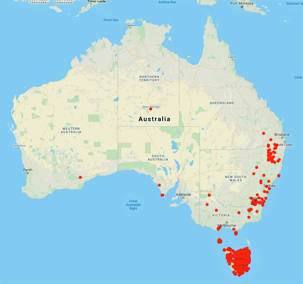 collecting locality map for 'Gray, A.M.'