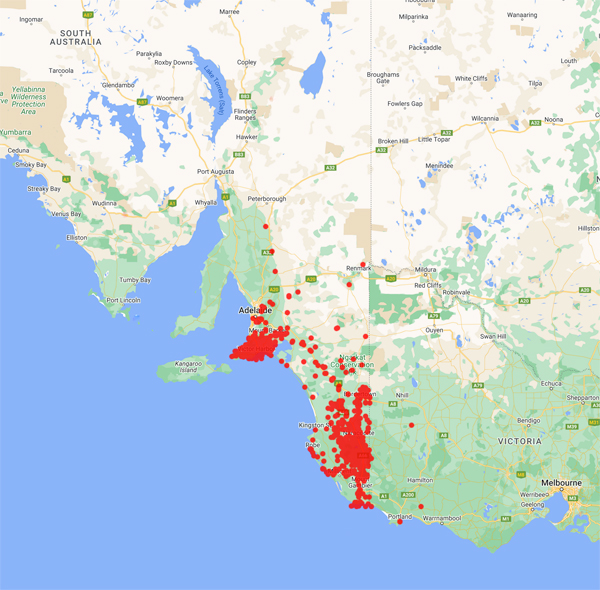 collecting locality map for 'Hunt, D.'