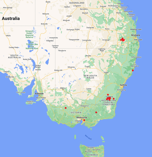 collecting locality map for Millett, M.R.O.