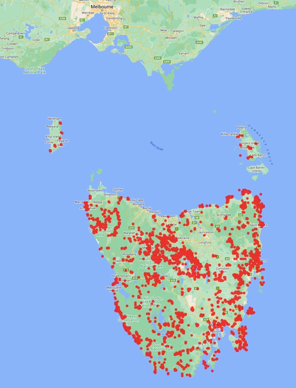 collecting locality map for 'Moscal, A.'