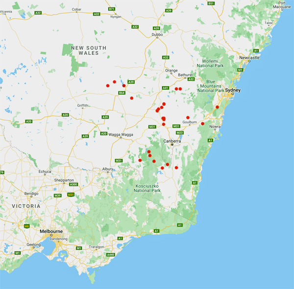 collecting locality map for 'Norton, A.E.'