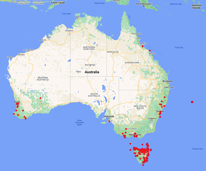 collecting locality map for 'Perrin, F.'