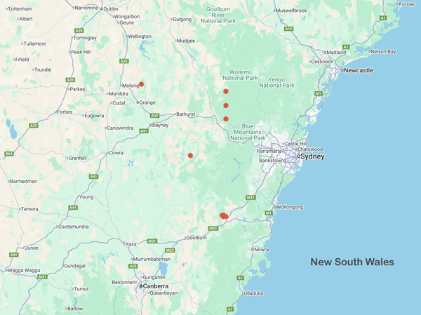 collecting locality map for 'Rodger, G.J.'