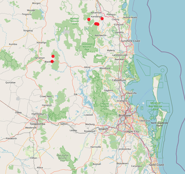 collecting locality map for 'Weatherhead, F.H.'